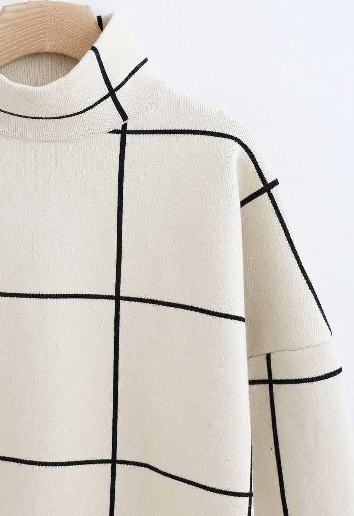 Grid Turtleneck Sweater