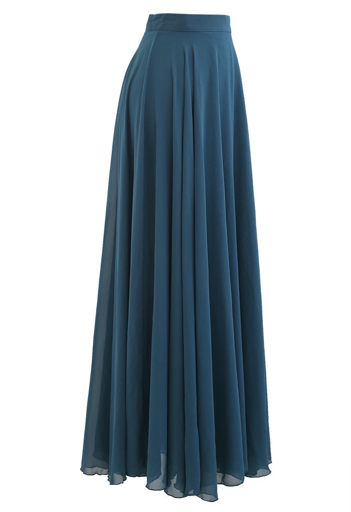 Timeless Favorite Chiffon Maxi Skirt in Dark Green
