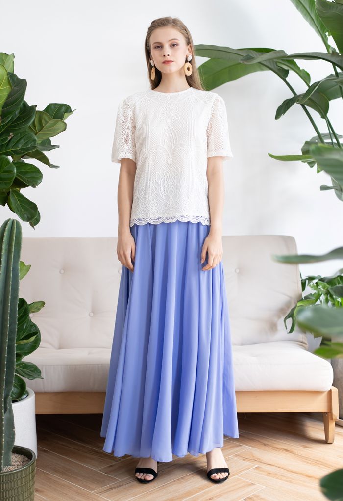 Timeless Favorite Chiffon Maxi Skirt in Light Blue