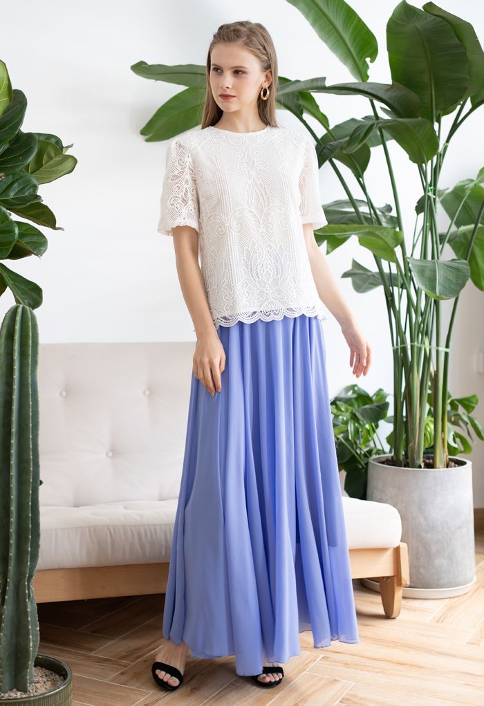 Timeless Favorite Chiffon Maxi Skirt in Light Blue