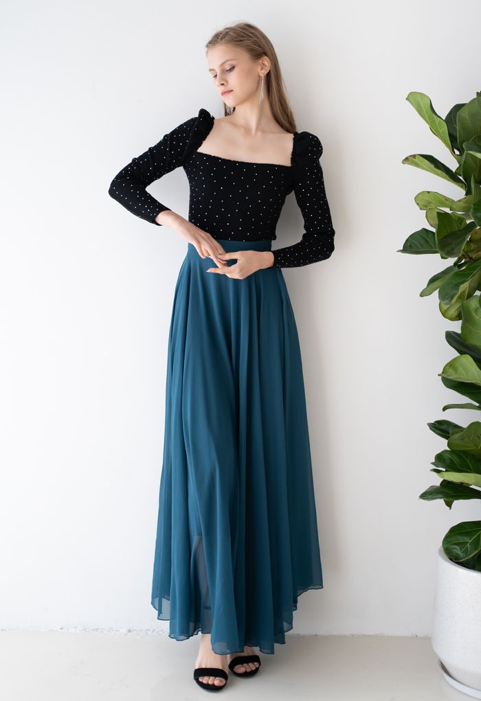 Timeless Favorite Chiffon Maxi Skirt in Dark Green
