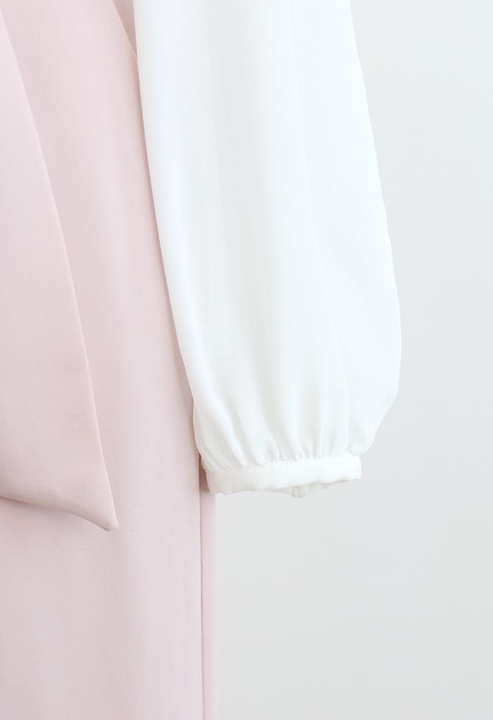 V-Neck Surplice Belted Jumpsuit in Pink