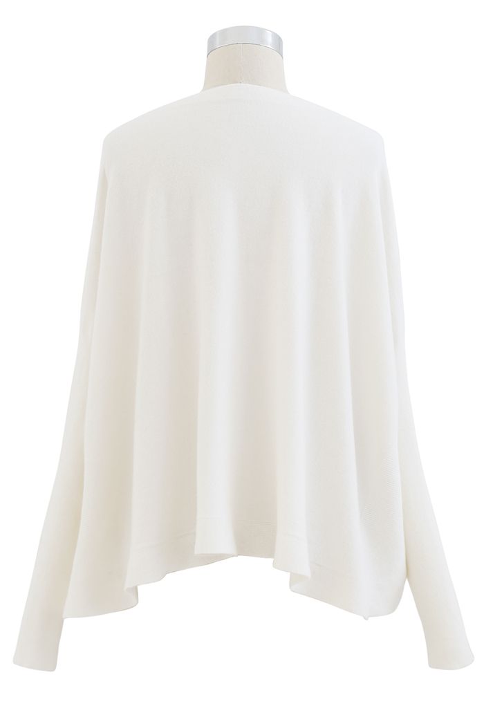 Soft Flare Hem Cape Sweater in Ivory