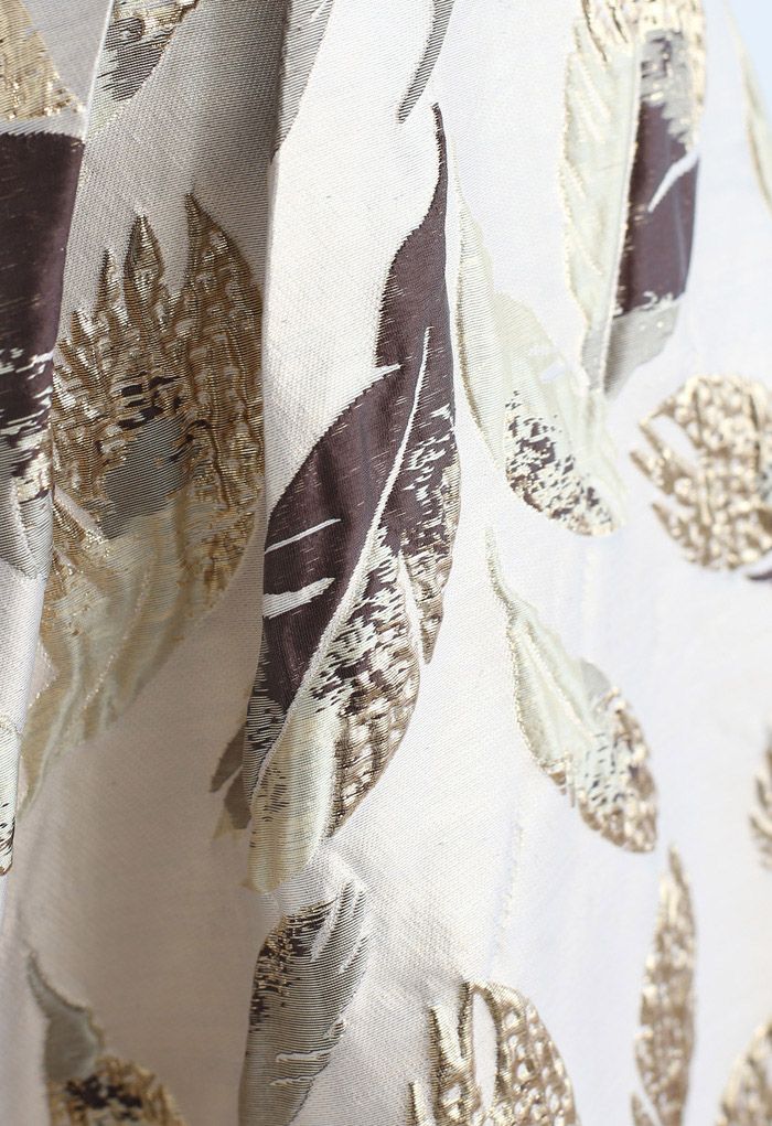 Golden Leaves Jacquard Midi Skirt