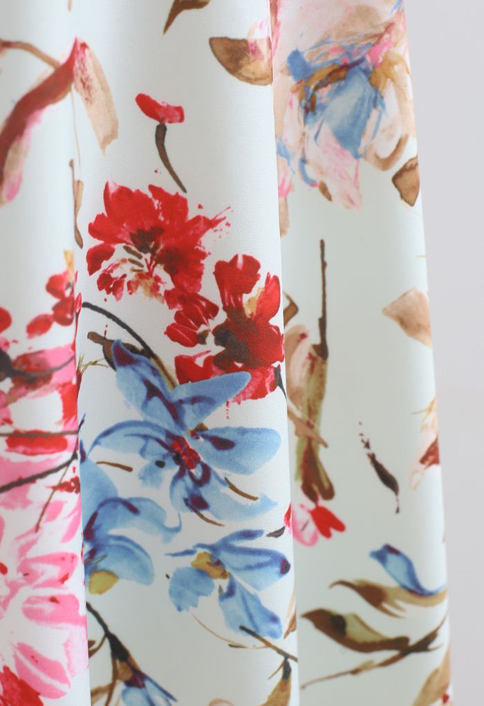 Gorgeous Floral Print Halter Neck Midi Dress in Pink