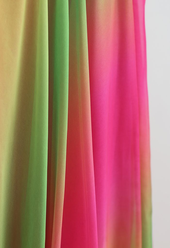 Tie Dye Chiffon Maxi Skirt in Hot Pink