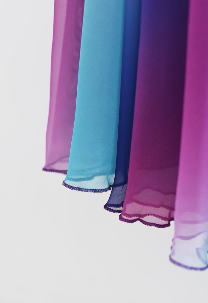 Tie Dye Chiffon Maxi Skirt in Purple