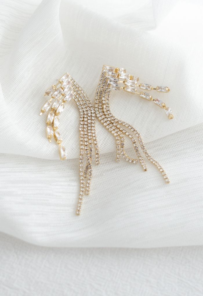 Crystal Chain Tassel Earrings