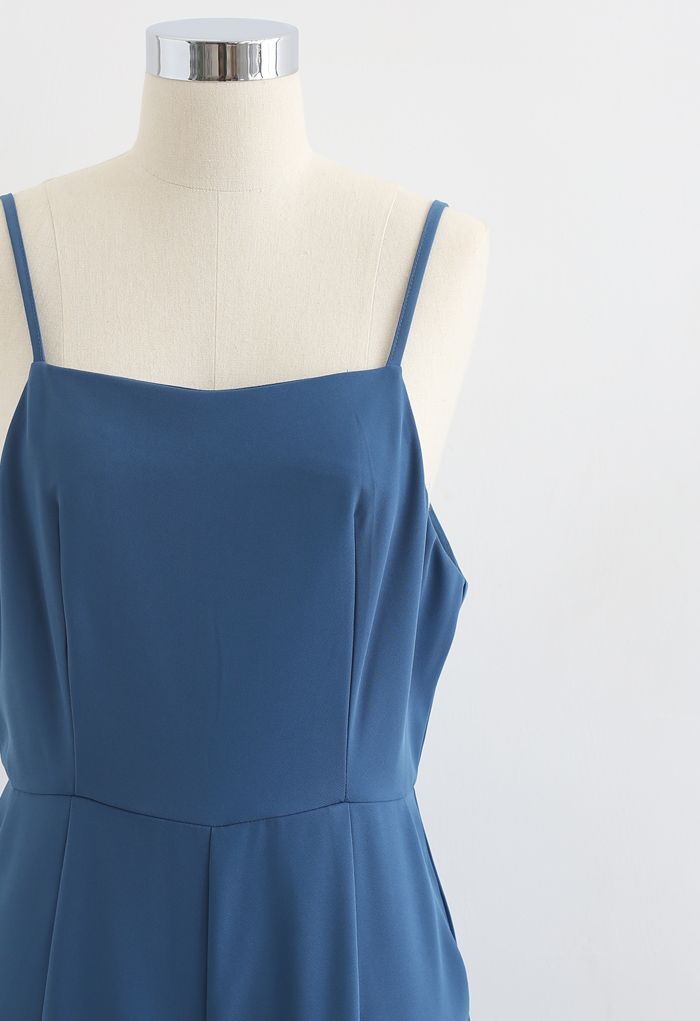 Open Back Straight Leg Cami Jumpsuit in Indigo