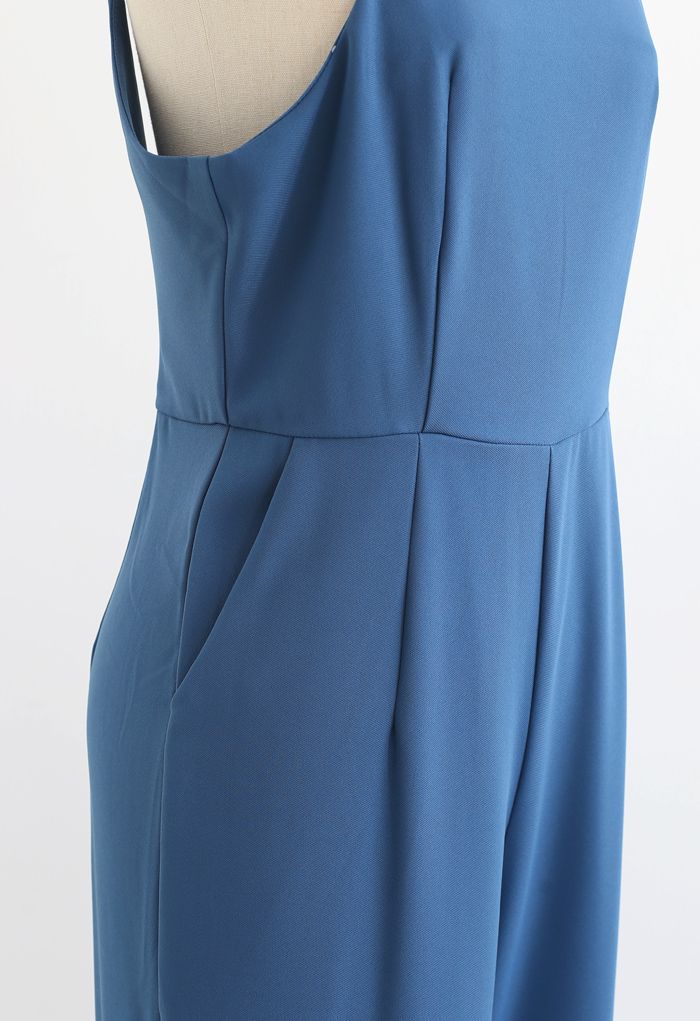 Open Back Straight Leg Cami Jumpsuit in Indigo