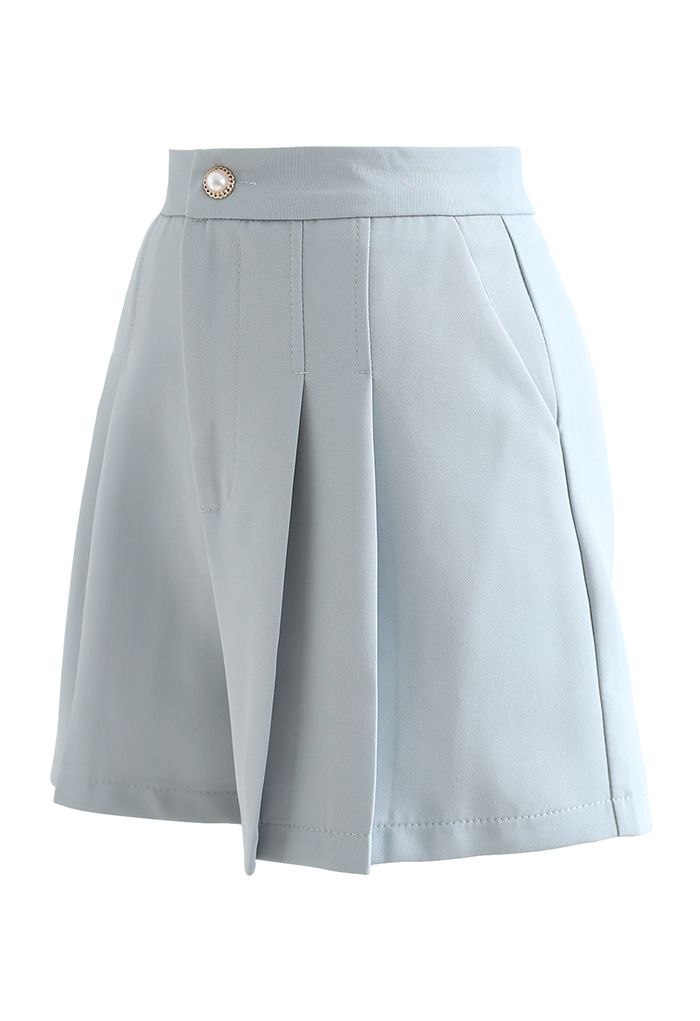 Side Pocket Pleated Shorts in Blue