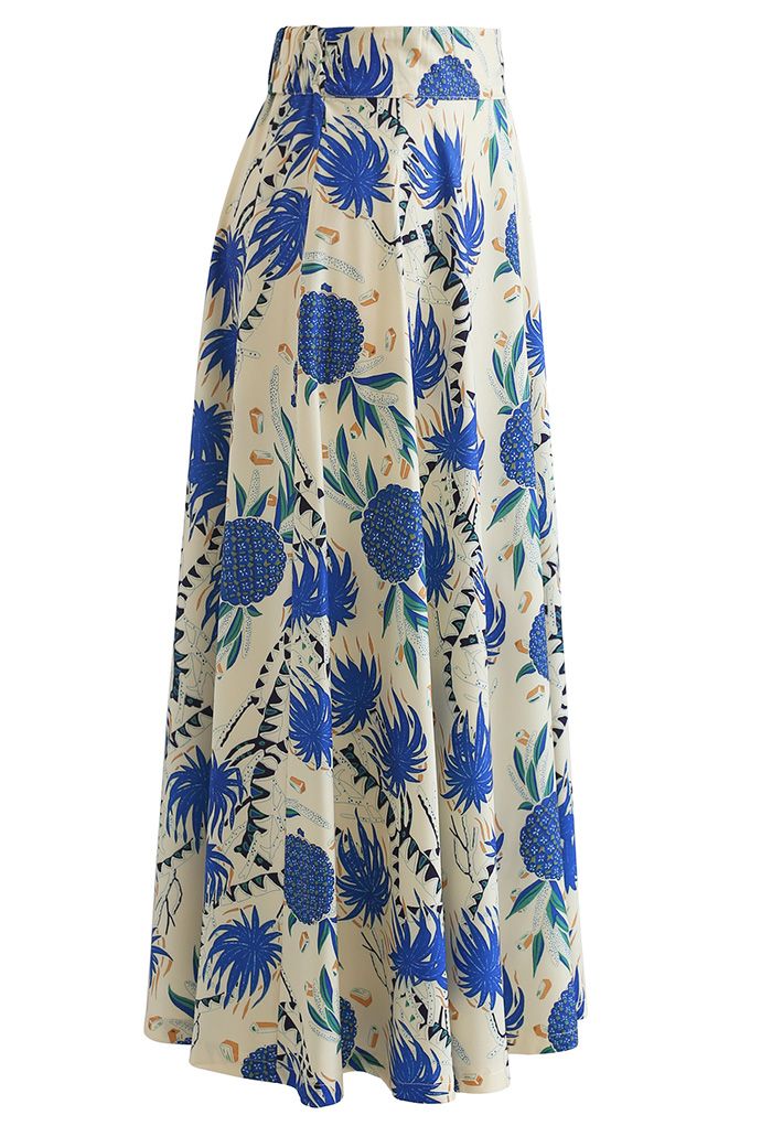 Tropical Pineapple A-Line Maxi Skirt