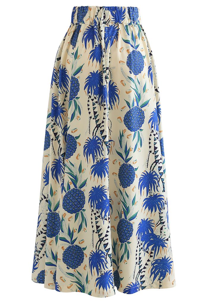Tropical Pineapple A-Line Maxi Skirt