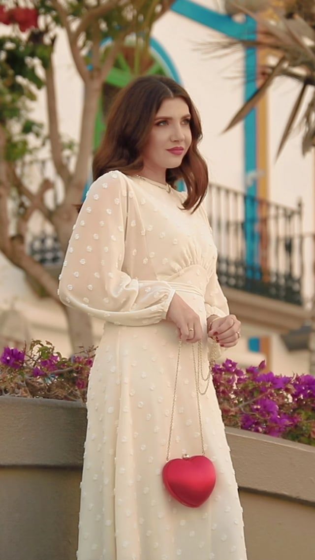 Cotton Candy Sheer Midi Dress in Cream