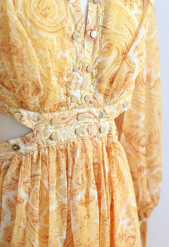 Paisley Print Cut Out Maxi Dress