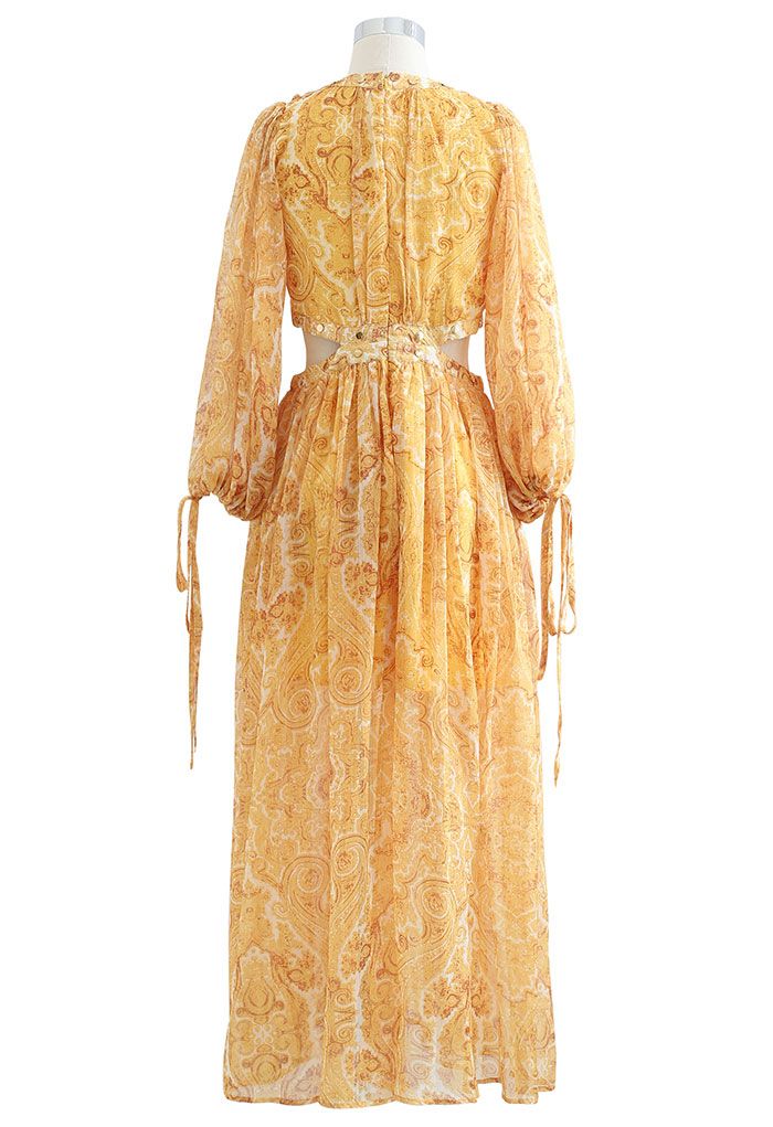 Paisley Print Cut Out Maxi Dress