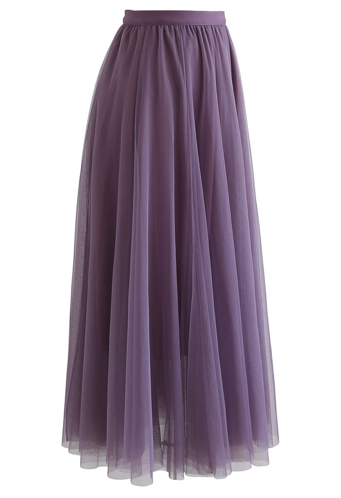 My Secret Garden Tulle Maxi Skirt in Purple