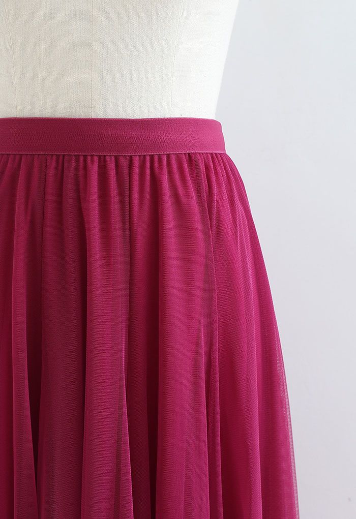 My Secret Garden Tulle Maxi Skirt in Magenta