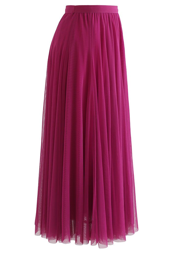 My Secret Garden Tulle Maxi Skirt in Magenta