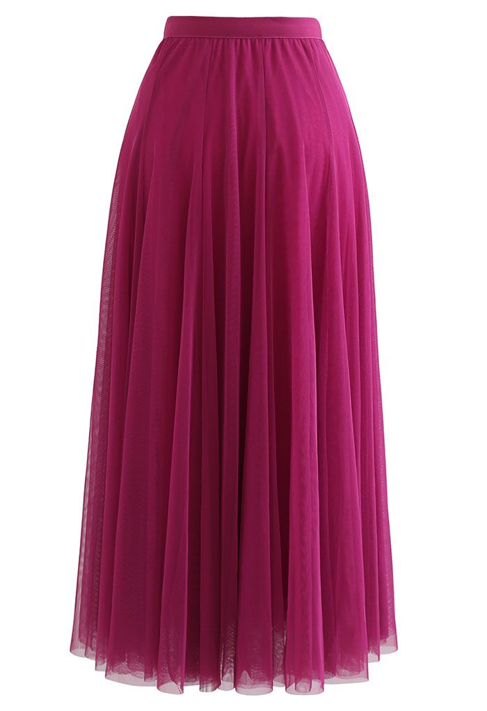 My Secret Garden Tulle Maxi Skirt in Magenta