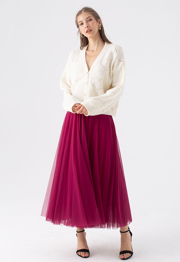 My Secret Garden Tulle Maxi Skirt in Magenta