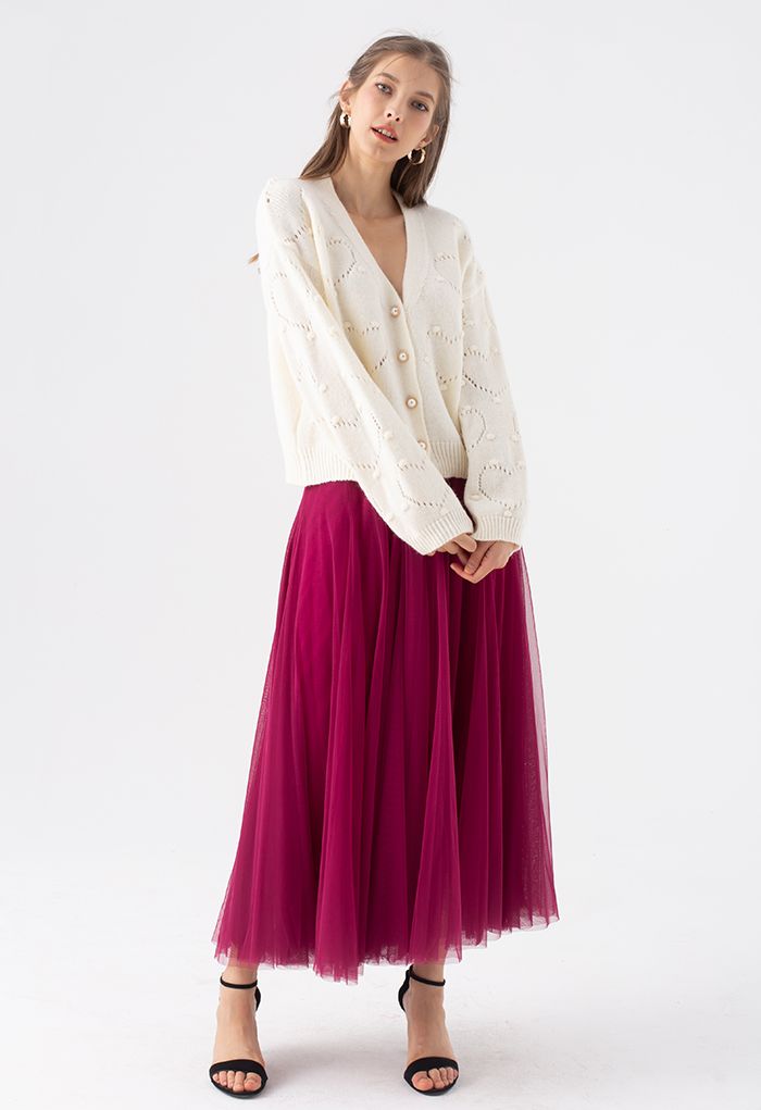 My Secret Garden Tulle Maxi Skirt in Magenta