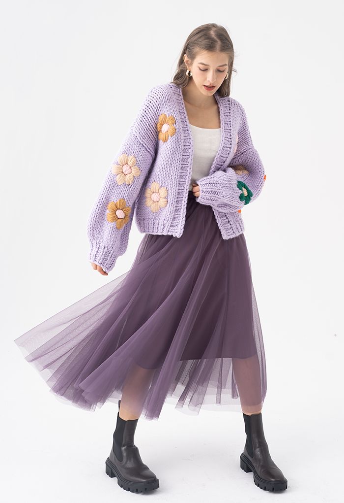 My Secret Garden Tulle Maxi Skirt in Purple