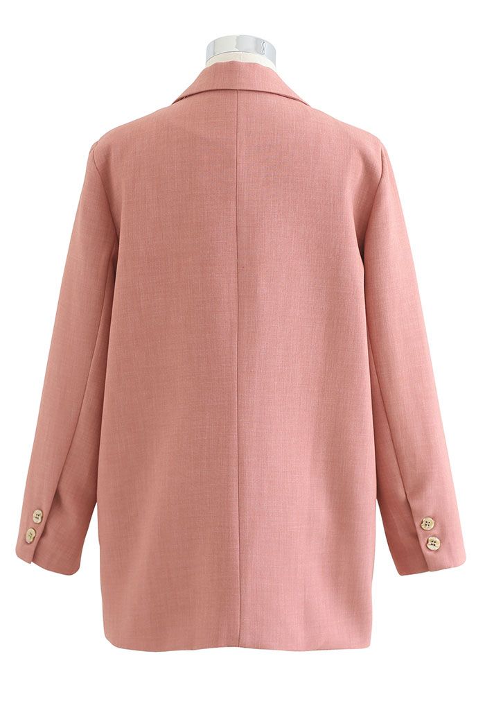 Single Breasted Pad Shoulder Blazer in Coral