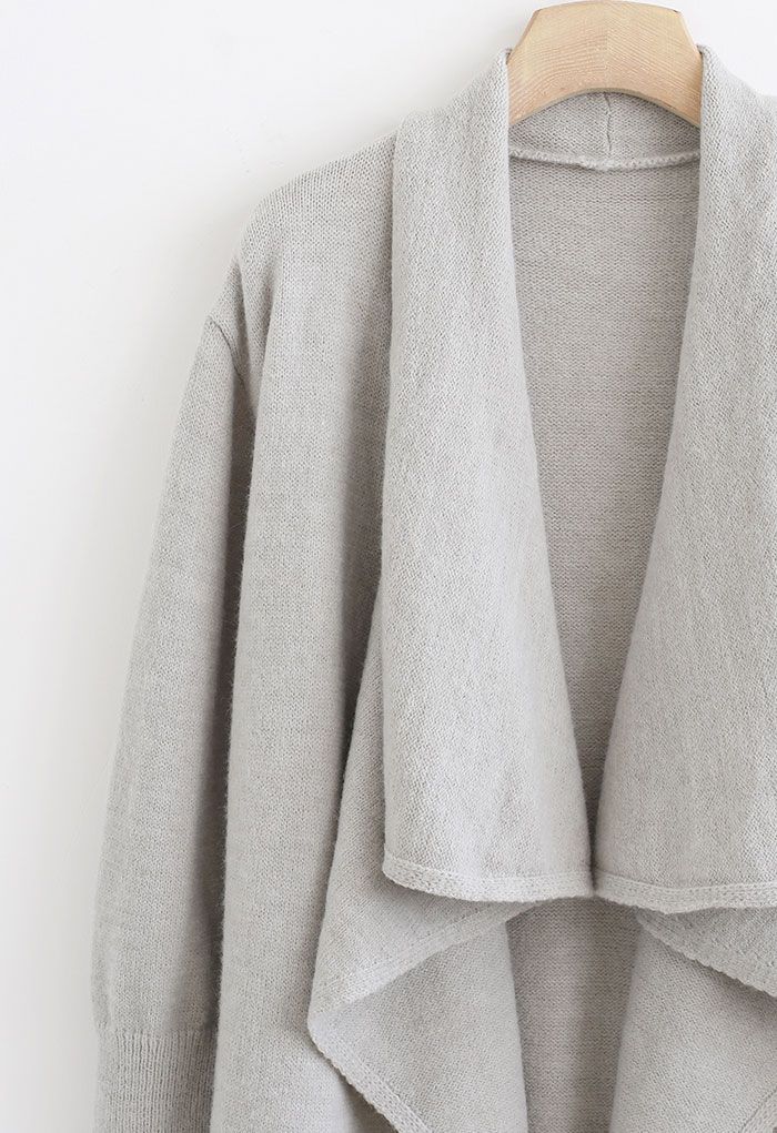 Waterfall Longline Knit Cardigan in Grey