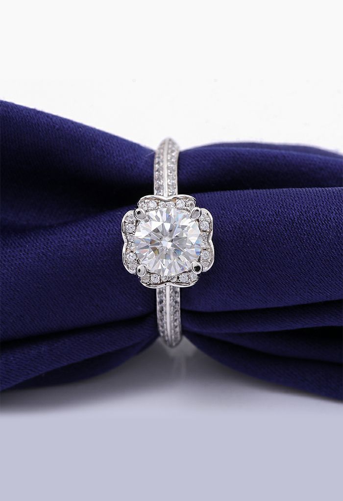 Floral Heart Shape Moissanite Diamond Ring
