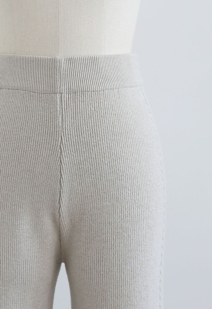 Double Braids Knit Straight Leg Pants in Sand