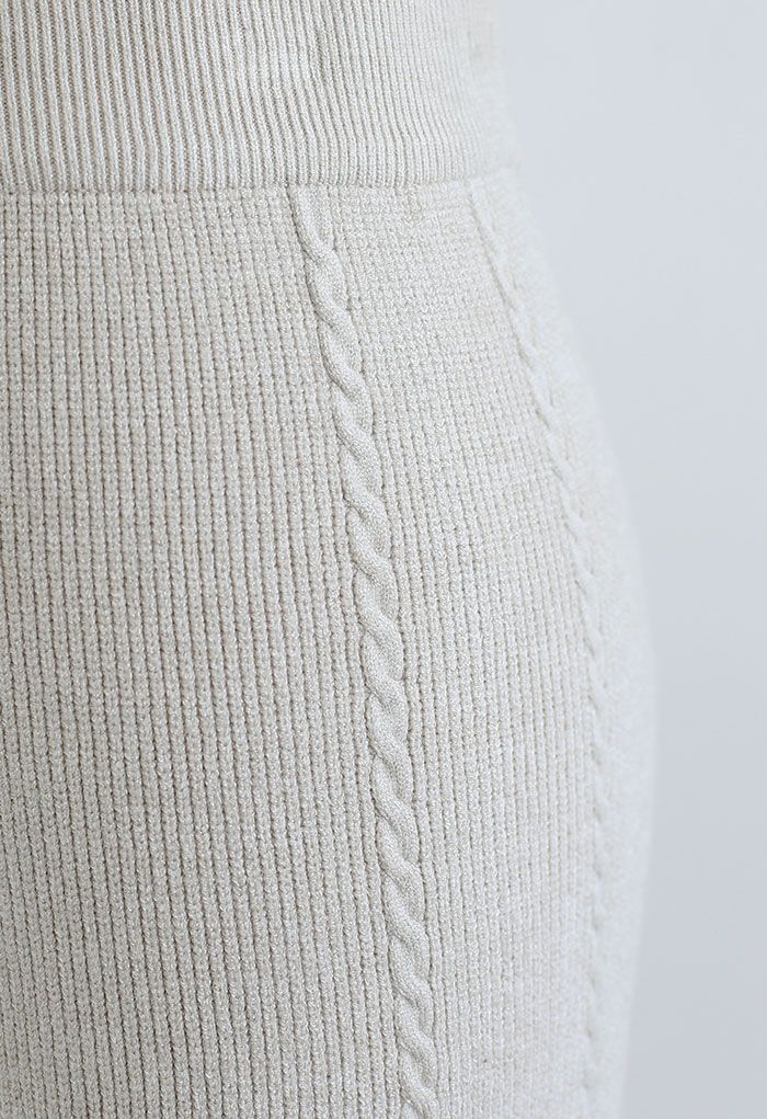 Double Braids Knit Straight Leg Pants in Sand