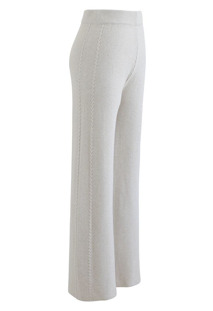 Double Braids Knit Straight Leg Pants in Sand
