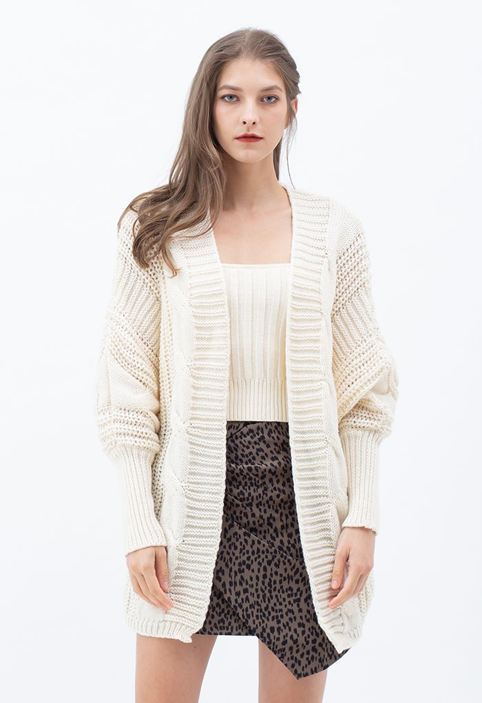 Animal Print Side Pleated Asymmetric Mini Skirt in Brown