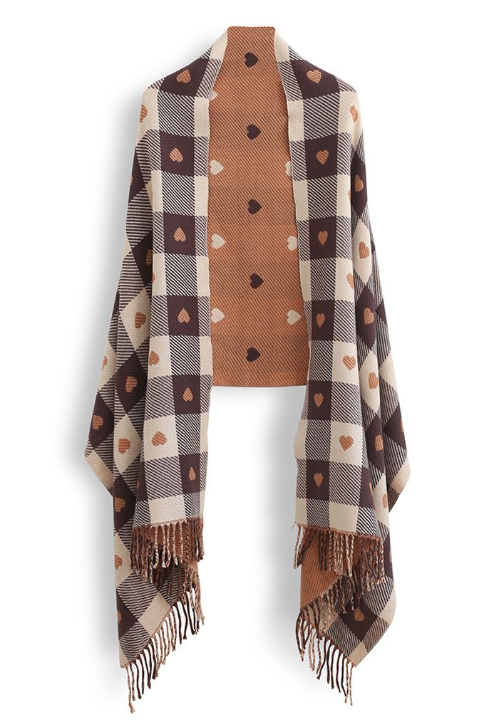 Lovely Heart Check Print Scarf