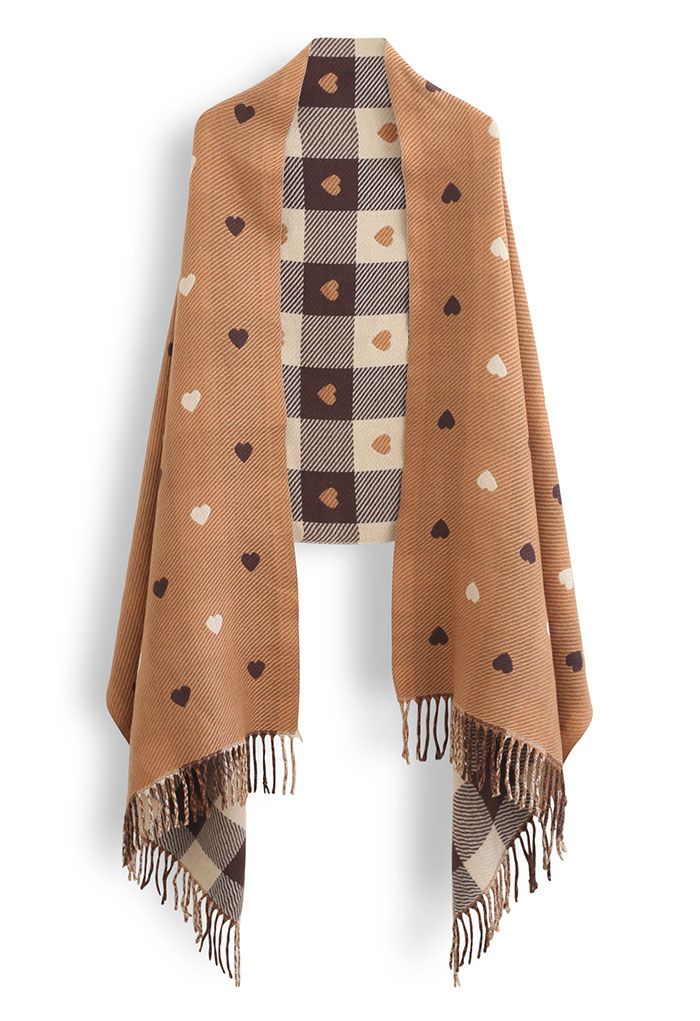 Lovely Heart Check Print Scarf