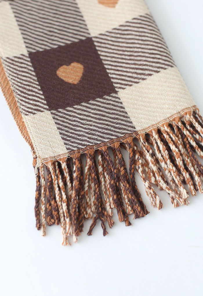 Lovely Heart Check Print Scarf