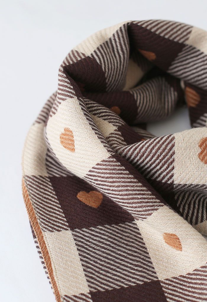 Lovely Heart Check Print Scarf