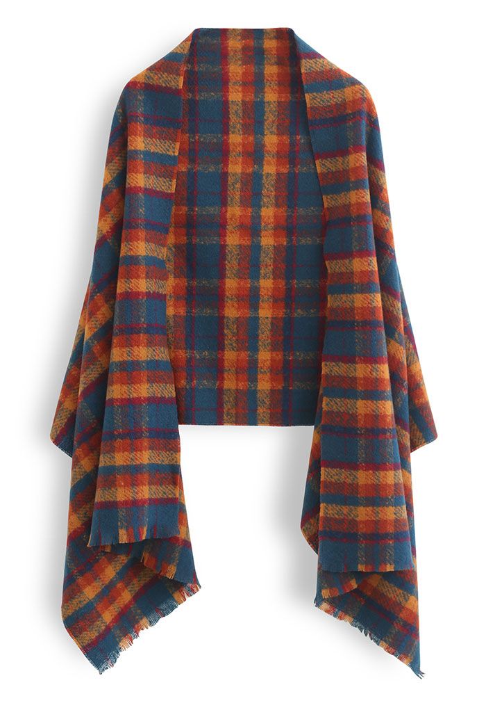 Soft Touch Colored Check Scarf in Orange