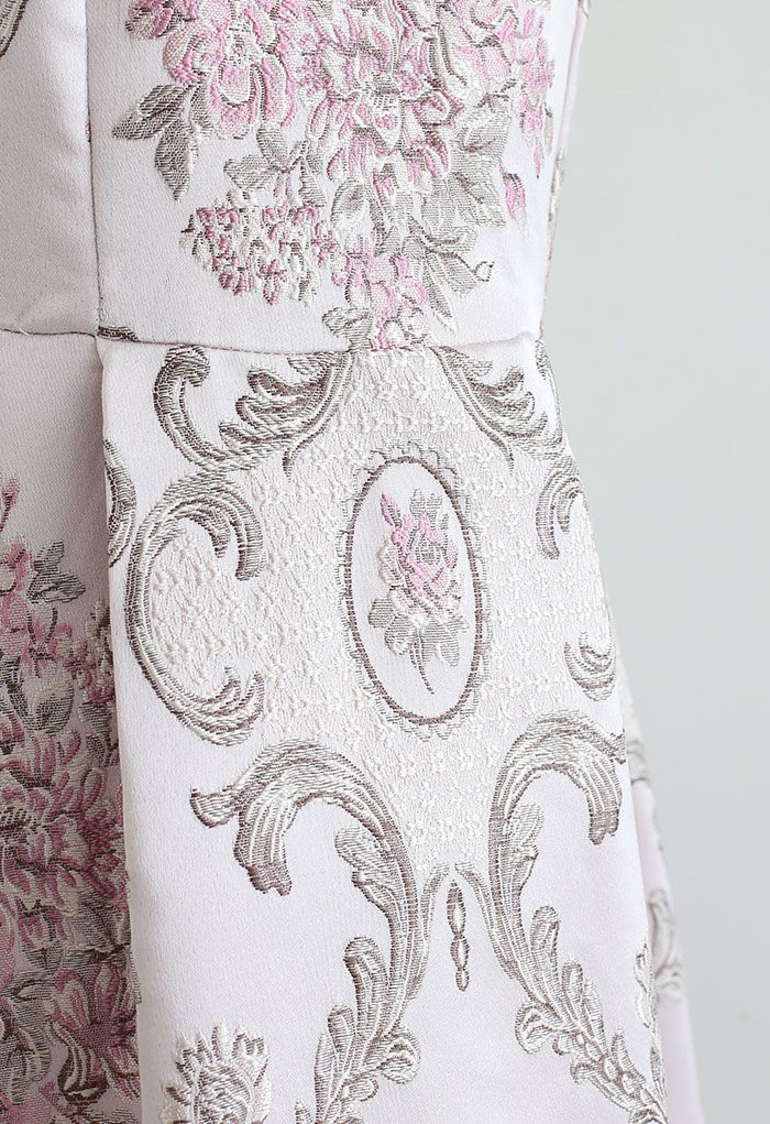 Splendid Peony Baroque Jacquard Sleeveless Dress in Pink
