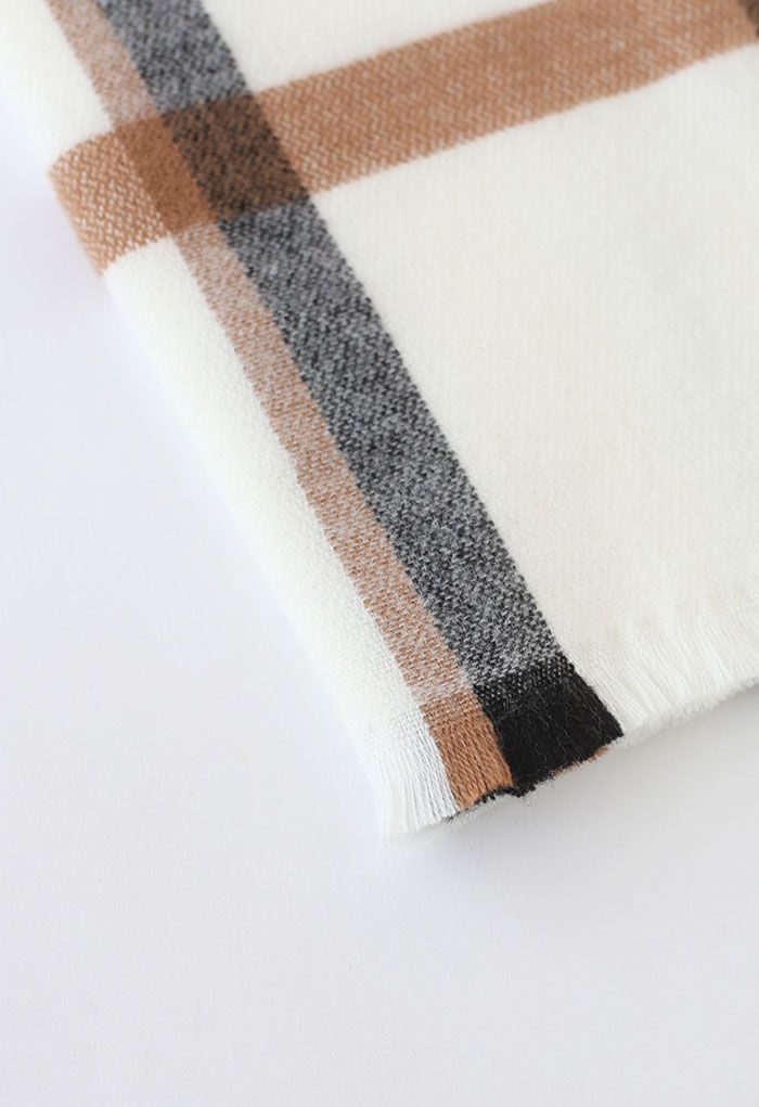 Oversized Grid Printed Scarf