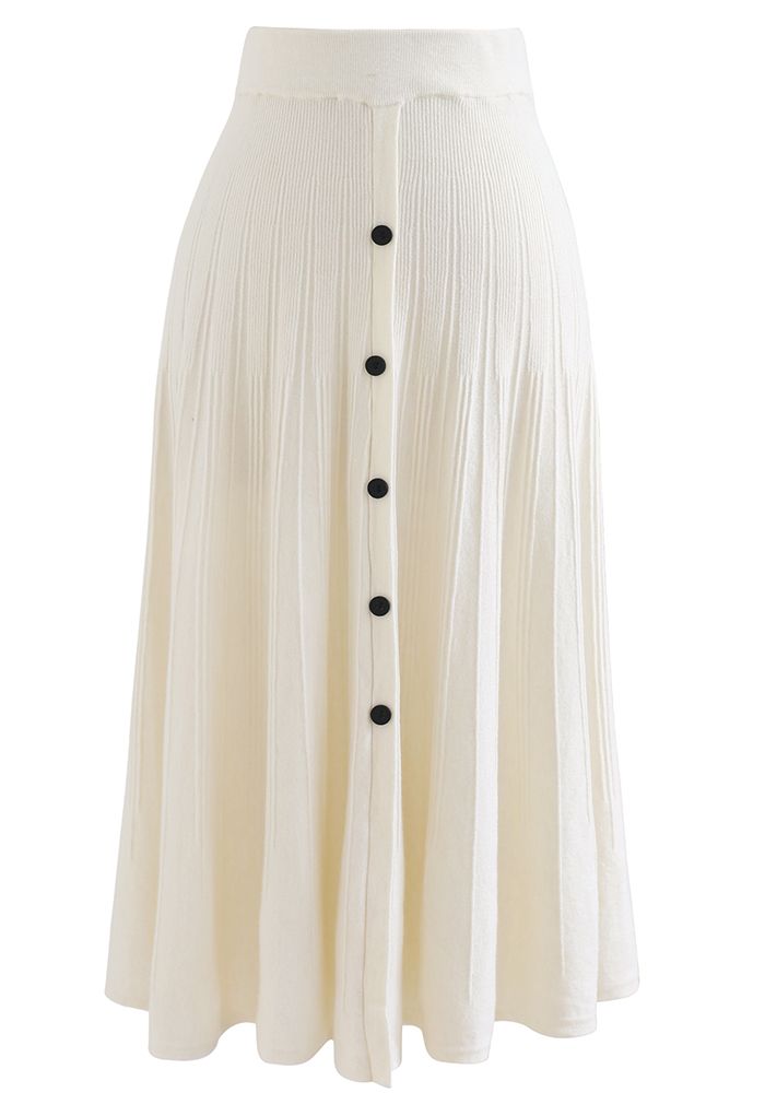 Comfy Versatile Knit Cardigan and Skirt Set in Cream