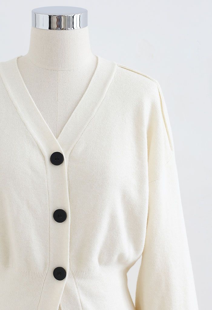 Comfy Versatile Knit Cardigan and Skirt Set in Cream