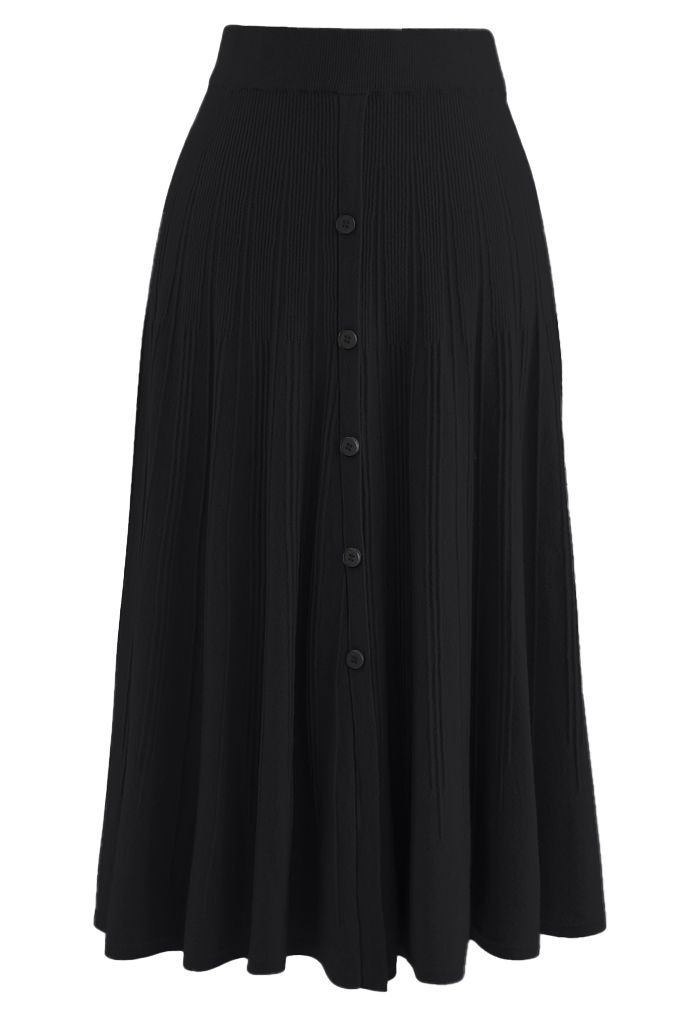 Comfy Versatile Knit Cardigan and Skirt Set in Black