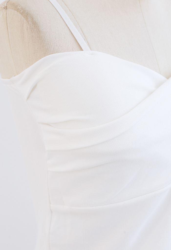 Cross Wrap Fitted Cami Top in White