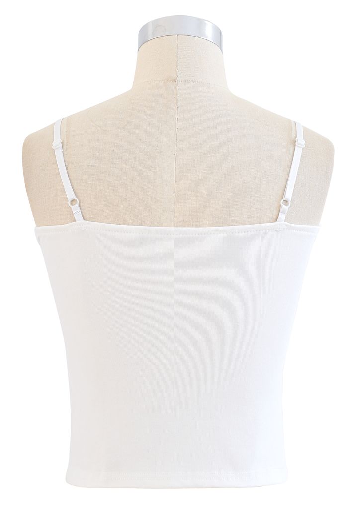 Cross Wrap Fitted Cami Top in White