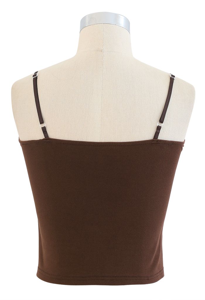 Cross Wrap Fitted Cami Top in Brown