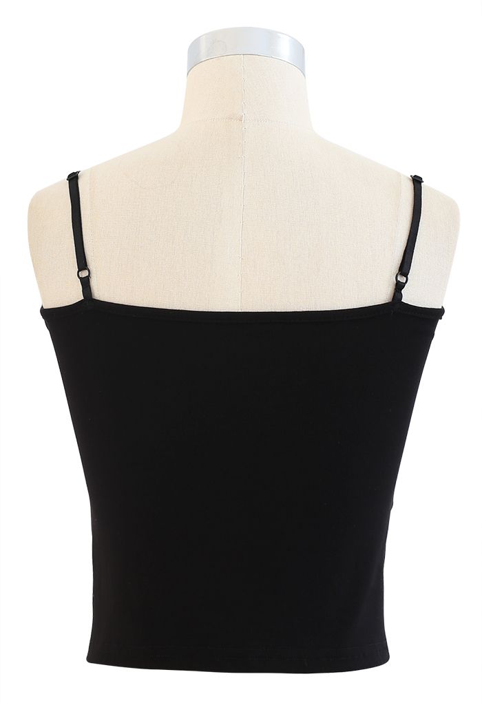 Cross Wrap Fitted Cami Top in Black