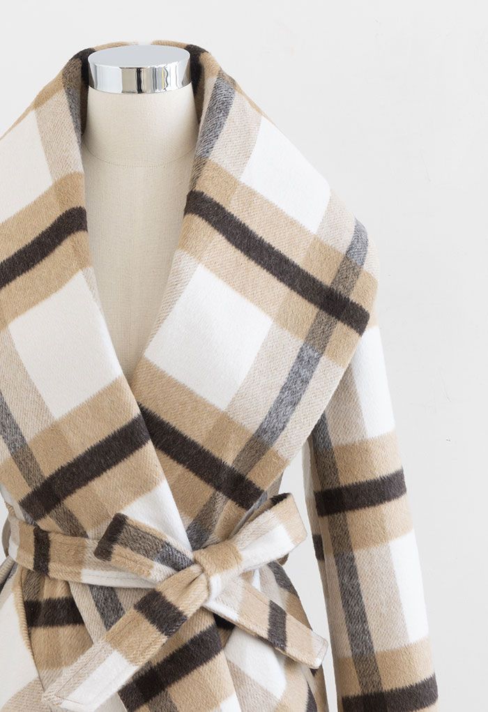 Prairie Check Rabato Coat in Light Tan