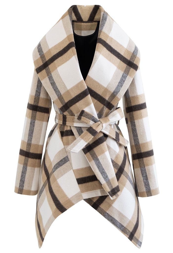 Prairie Check Rabato Coat in Light Tan